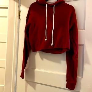 Crop Hoodie, size S, burgundy